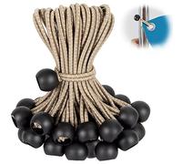 Ball Bungee Cords 8 Inch,50 PCS Tarp Bungee Balls Tie Heavy Duty Canopy Tarp Bungee Cords with Ball Cords for Camping, Shelter,Cargo,Projector Screen,Tent Poles with UV Resistant(Brown)