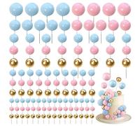Ball Cake Topper Decorations, 120 Pcs Pearl Round Shaped Cupcake Insert