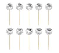Ball Cake Toppers 1970s Decorations DiscoTheme CakePicks For Night MirrorBalls Party Decoration 10pcs MirrorBalls