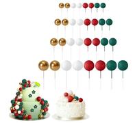 Ball Cake Toppers Set of 32, Mini Foam Balls and Disco Ball Decorations, Cake Picks for Weddings, Birthday Parties