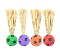 Ball Cat Toy, Interactive Cat Toy | Interactive Interactive Cat Ball 4 Pieces with Raffia - Lightweight Boredom for Scratching Pole, Ground Playing, Travelling