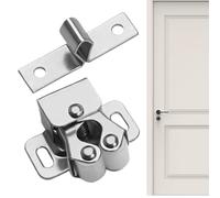 Ball Catch for Interior Doors, Cabinet Door Latch, Cabinet Door Stop, Cabinet Door Catch, Stainless Steel Cupboard Closer, Furniture Latch, Double Roller Catch Cupboard Door Buckle for Küc