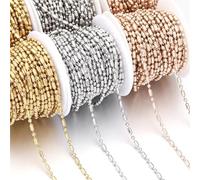 Ball Chain 10Roll Stainless Steel Ball Beads Chain 2.4mm Oval Loose Spacer for Jewelry Making 10Yards/Roll for Tag Chain Making(Rose Gold)