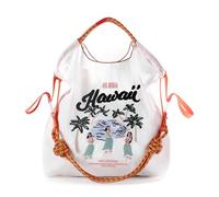 Ball&Chain The Embroidery Ultimate Nylon Tote Bag for Women - Perfect for Live Shopping, Travel, Birthdays, and Beach., White, L