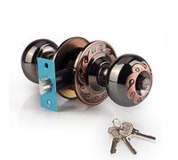 Ball Doorknob, Privacy Interior with 3 Keys and Deadbolt, Security Knob Handle for Bathroom, Bedroom, Kitchen, Study, Classroom