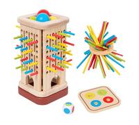 Ball Drop And Pick Up Sticks Game - With Dice Interactive Educational Toy For Patience - Training Logical Thinking Color Learning Family Board - Night Multiplayer Portable Travel Classic Retro Wooden