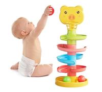 Ball Drop and Roll Tower Sensory Toy, 7th Floor Ball Drop Tower with 8 Balls, Stacking Tree Game for Early Learning & Hand-Eye Coordination, Boys and Girls Gifts for Birthday, Yellow