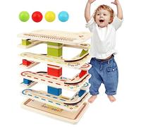 Ball Drop | Ball Drop and Roll Tower with 8-Tier and 4 Balls,Ramp Whirling Marble Runs Wooden, Wooden Toddler Toys, Birthday, Toys for 1-3 Year Old Boy and Girl