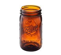 Ball Elite Collection Amber Glass Wide Mouth Mason Jar (32 oz/Quart) Amber Canning Jar - UV light Protection - Microwave & Dishwasher Safe, 1 Jar (No Lid or Band)