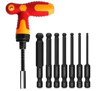 Ball End Allen Key Bit with Ratchet Driver Hakkin Hex Key Set S2 Steel 65mm | 1/4" Hex Shank Allen Wrench Screwdriver Bits for Furniture Assembly H2-H8