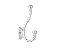 Ball End Double Hat & Coat Hook - Polished Chrome - Wall/door Mountable - Decohooks