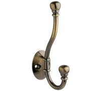 Ball End Double Prong Robe Hook - Antique Brass - Wall/door Mountable - Decohooks