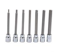 Ball End Extra Long Hex Socket Set - 7 Piece 110mm Long Sockets in 1/8 3/16 7/32 1/4 9/32 5/16 3/8 Inch for 3/8 Square Drive