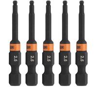 Ball-End Hex 2.5mm Impact Driver Bit - Railer Allen Wrench Drill Hex Bits. 1/4 Quick Release S2 Steel 2 inch 2.5mm Ball-End Hex Bits. (5 Pack)