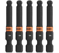 Ball-End Hex 5mm Impact Driver Bit - Railer Allen Wrench Drill Hex Bits. 1/4 Quick Release S2 Steel 2 inch 5mm Ball-End Hex Bits. (5 Pack)