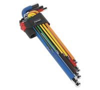Ball-End Hex Key Set 9pc Colour-Coded Extra-Long Metric - Sealey AK7191 New