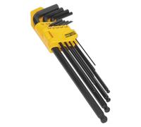 Ball-End Hex Key Set 9pc Extra-Long Imperial - Sealey S01099 New