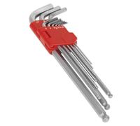Ball-End Hex Key Set 9pc Extra-Long Metric - Sealey AK7140 New