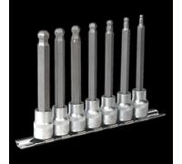 Ball-End Hex Socket Bit Set 7pc Metric 3/8"Sq Drive 100mm