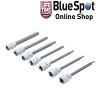Blue Spot Tools Hex Socket Bit Set 01510 1510 Extra Long Ball Ended 3/8" Drive 7-piece
