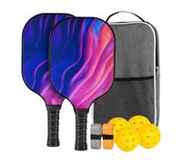 Ball Game Racket Set | Pickle Ball Racket Fiberglass Double Racket Set + 1 Bag + 4 Balls + 2 Grips Unisex Pickle Ball Competition Set Certified