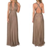 Ball Gowns for Women UK Elegant Sexy Multiway Infinity Bandage Wrap Summer Backless Maxi Wedding Guest Bridesmaid Cocktail Party Formal Occasion Floor Length Evening Long Prom Dress Brown XS