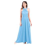 Ball Gowns for Women UK Elegant Sexy Multiway Infinity Bandage Wrap Summer Backless Maxi Wedding Guest Bridesmaid Cocktail Party Formal Occasion Floor Length Evening Long Prom Dress Light Blue L