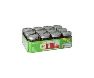 Ball Half Pint (8 oz.) Regular Mouth Glass Mason Jars w/Cap - Set of 12 AEP