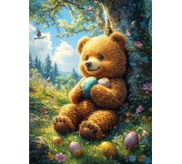 Ball Hugging Brown Bear 500 Pieces Jigsaw Puzzles Animal Pets For Men Educational Decompression Adults Anxiety Memory Care Mothers Valentines Gift Durable Cardboard 500 PCS