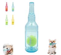 Ball in Bottle Toy, Pet Chew Beer with Tennis, Squeaky Dog Toys for Aggressive Chewers, Interactive Dog for Boredom, Bottle Shape with Tennis Ball Inside (Blue 1pcs)