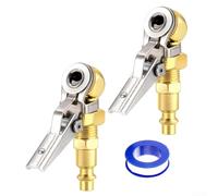 Ball Inflator Pump Valve Connector 1/4inch FNPT With Clip Lock And Steel Lock For Quick And Secure Connection To Tire Valves Compatible With Cars And Motorcycles(2set)