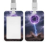 Ball Lightning Strike Id Badge Holder Retractable Badge Holders Heavy Duty Plastic Id Card Holder with Lanyard Waterproof Name Tag Sleeve for Nurses, Teachers, Office Professionals