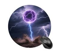 Ball Lightning Strike Mouse Pad Round Mouse Mat Leather Non-Slip Rubber Base Mousepad Waterproof Computer Mouses Pad for Laptop Wireless Mouses Keyboard Home Office