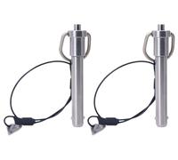 Ball Locking Pins with Button Handle, Stainless Steel Push-Button Quick Release Pin Safety Locating Pins with Lanyard Cable (2Pcs,Φ25/64in x 3-3/20in)