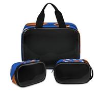 Ball Makeup Bag for Women Men, Ball Football Basketball Translucent Cosmetic Bag Wash Pouch Shower Bag 3 Pcs Travel Toiletry Toiletries Cosmetic Organizer
