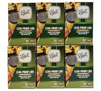 Ball Mason Jar Caps - Regular Mouth Leak-Proof Lids (Standard-Size). Pack of 6 Boxes for 36 total Leak Proof Lids. (36)