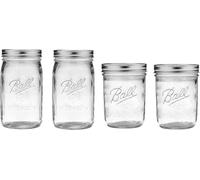 Ball Mason Wide Mouth Jars with Lids and Bands - Set of 4 Jars, Two 32oz + Two 16oz (Bundle Pack)