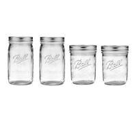 Ball Mason Wide Mouth Jars with Lids and Bands Set of 4 Two 32oz + Two 16oz Jars (Bundle Pack)