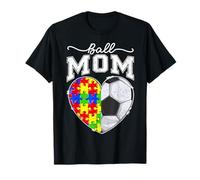 Ball Mom Mama Mother Autism Awareness Soccer Heart Puzzles T-Shirt