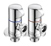 Ball O Fix Angle Valves 2 Piece Brass G1/2 Angle Valve One Inlet and Two Outlet Hot and Cold Water Heater Switch Silver