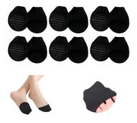 Ball of Foot Cushion Socks Women's Toe Cover with Padding Toe Topper Liner Socks No Show Half Socks with Sponge Cushion, Black-6 Pairs, One size