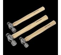 Sealey AK203 Ball Pein Hammer Set 3Pc Hickory Shafts