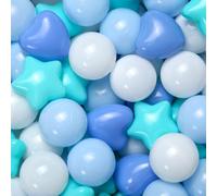 Ball Pit Balls 100 200 500 Pcs,Plastics Balls for Baby Toddlers Kids, Stars Hearts Shape for Pool,Play Tent,Party (Blue Green, 100)