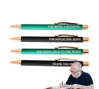 Ball Point Pens - Retractable Ink Pens Set 4 Engraved Inspirational Quotes Pastor Appreciation Gift Box Creative For Men Pastor Birthday Business School Home Writing Durable Stylish