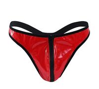 Ball Pouch Underwear for Men Thongs and G-Strings Jockstrap Bulge Enhancement Athletic Supporters Male G Strings & Thongs Cheeky Sexy Lingerie Zip Up G String Bikini Lightweight Soft Red