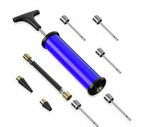 Ball Pump,Sports Ball Pump with 5 Needles, Nozzle,Extension Hose,Carry Bag,Push & Pull Inflator System,Perfect for Volleyball,Basketball,Football,Soccer,Swim Inflatables,Water Polo, Blue