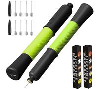 Ball Pump with Needle Storage(Never Lose Pin) Football Pump with 5 Needles and Extendable Cable, Soccer Football, Volleyball Rugby Ball Inflator - Great for All Balls - 2 Pack
