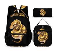 Ball Python Backpacks With Lunch Bag Pencil Pen Case Cute Laptop Travel Daypack 3 Piece Set