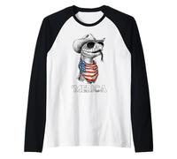 Ball Python Snake American Flag Bandana Cowboy Hat Country Raglan Baseball Tee