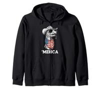 Ball Python Snake American Flag Bandana Cowboy Hat Country Zip Hoodie